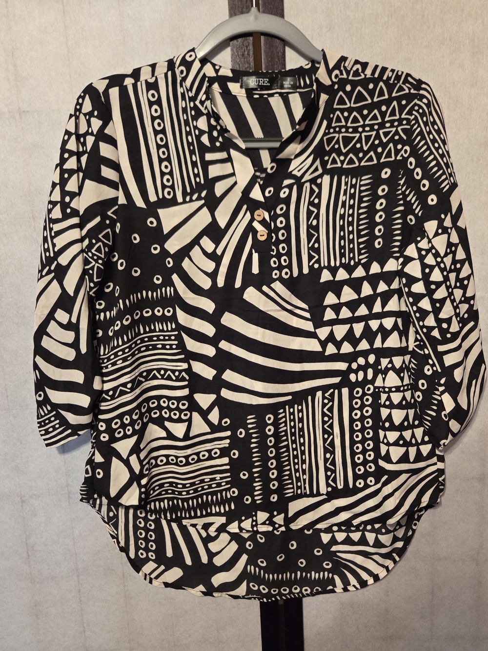 CURE Black & White Patterned Blouse